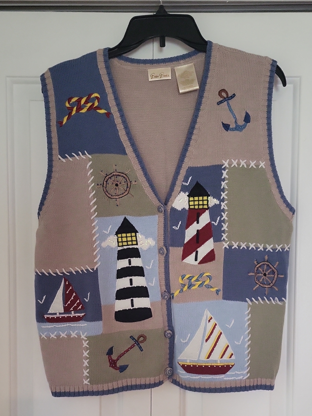 Bobbie Brooks Nautical Patchwork Knit Vest